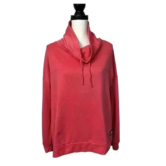 Simply Southern Tops - Simply Southern Med. Pink Cowl Neck Pullover With Adjustable Drawstrings